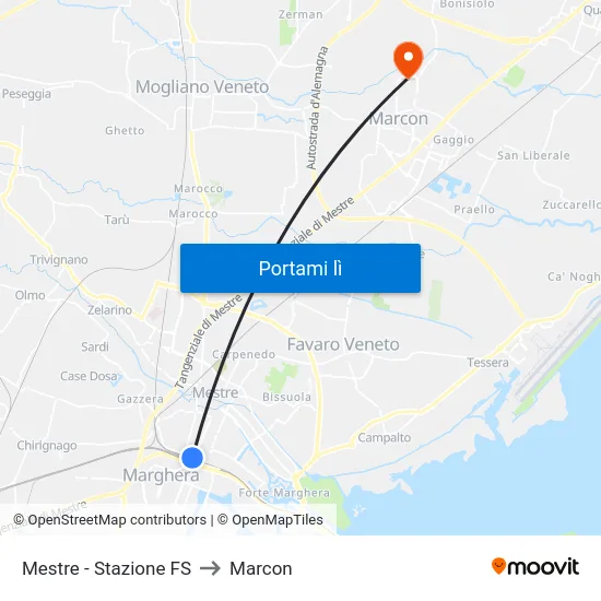 Mestre - Stazione FS to Marcon map
