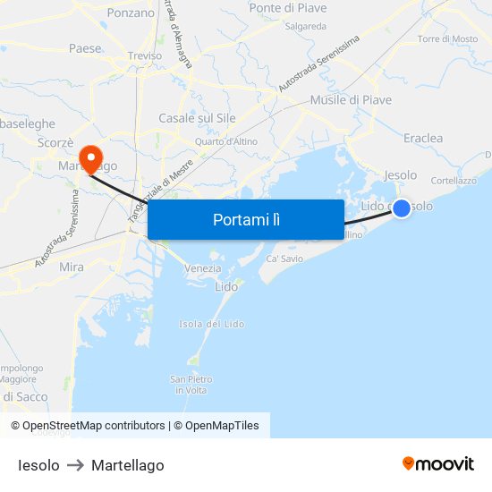 Iesolo to Martellago map