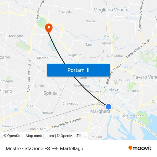 Mestre - Stazione FS to Martellago map