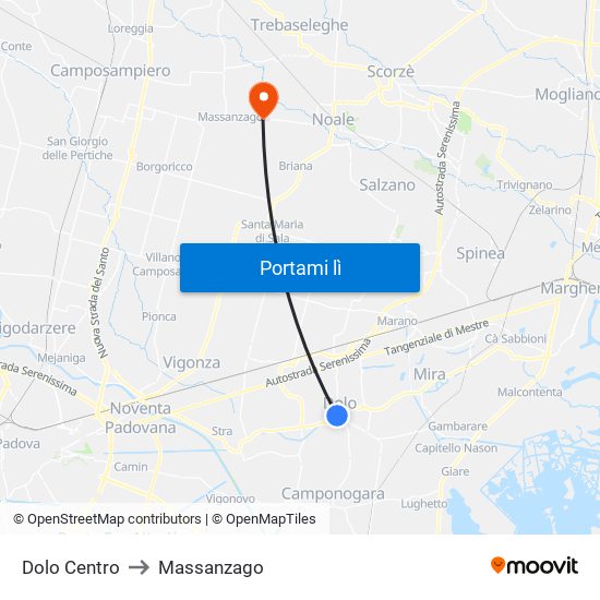 Dolo Centro to Massanzago map