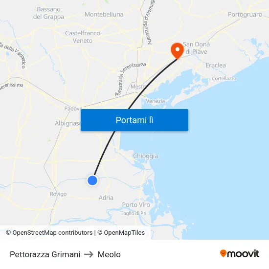 Pettorazza Grimani to Meolo map