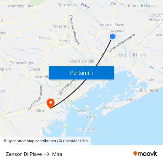 Zenson Di Piave to Mira map