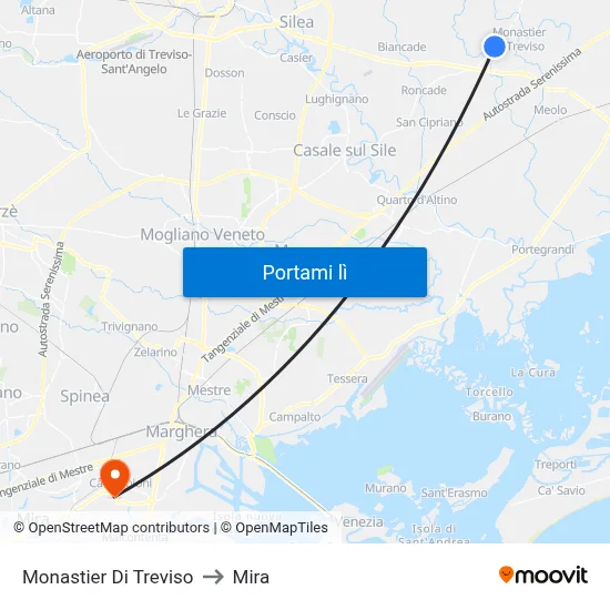 Monastier Di Treviso to Mira map