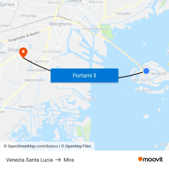 Venezia Santa Lucia to Mira map