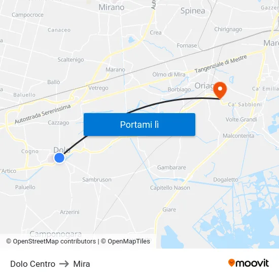 Dolo Centro to Mira map