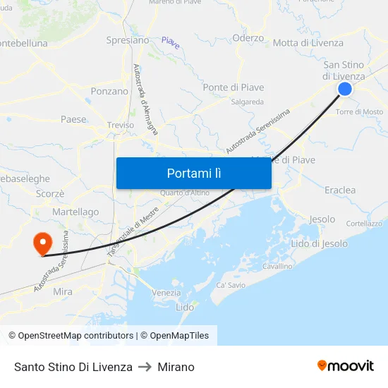 Santo Stino Di Livenza to Mirano map