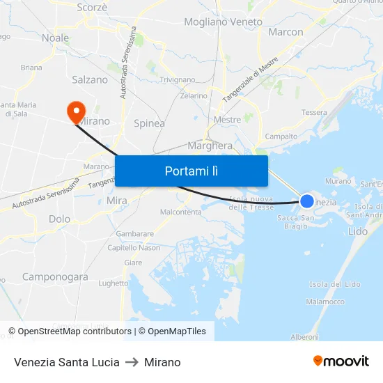 Venezia Santa Lucia to Mirano map