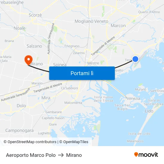 Aeroporto Marco Polo to Mirano map