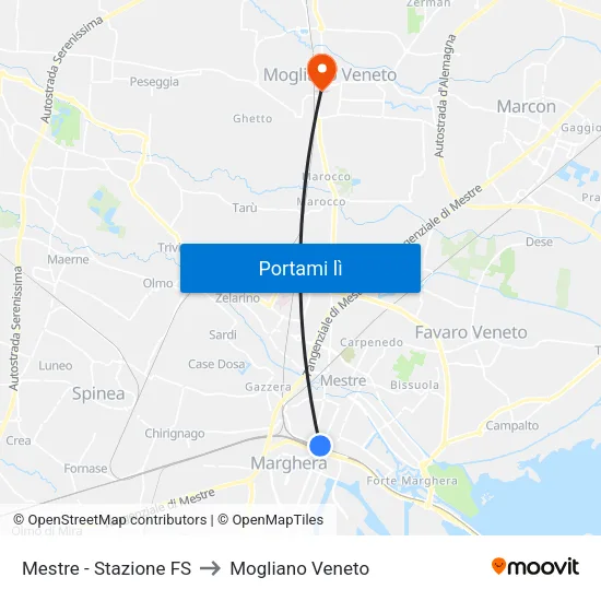 Mestre - Stazione FS to Mogliano Veneto map