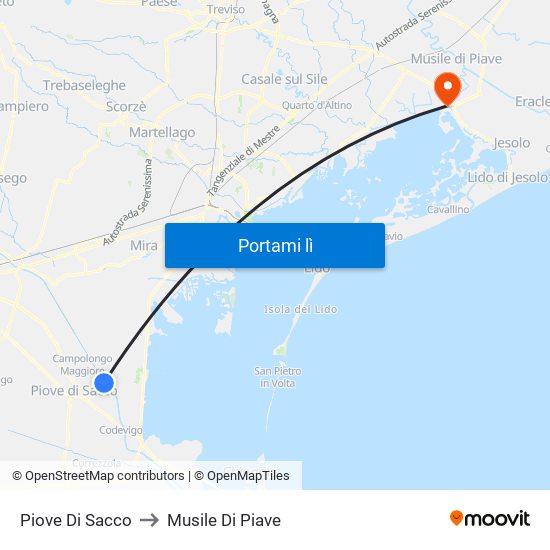 Piove Di Sacco to Musile Di Piave map