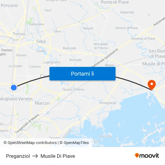 Preganziol to Musile Di Piave map