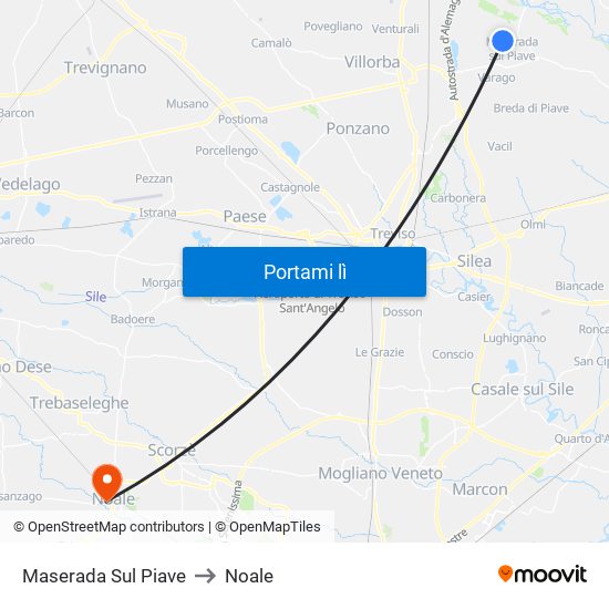 Maserada Sul Piave to Noale map