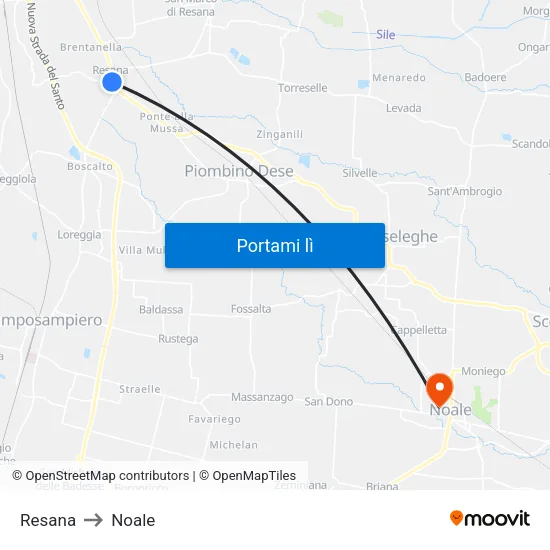 Resana to Noale map