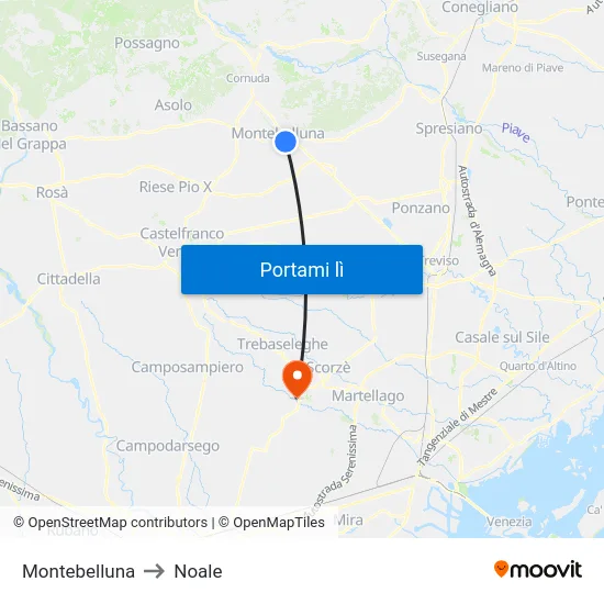 Montebelluna to Noale map