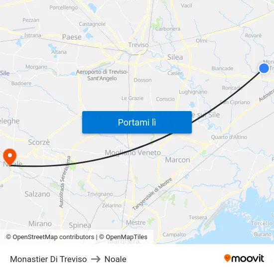 Monastier Di Treviso to Noale map