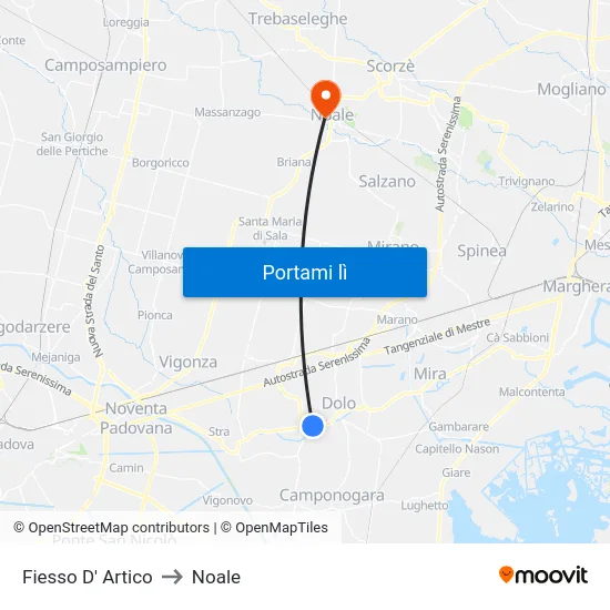 Fiesso D' Artico to Noale map