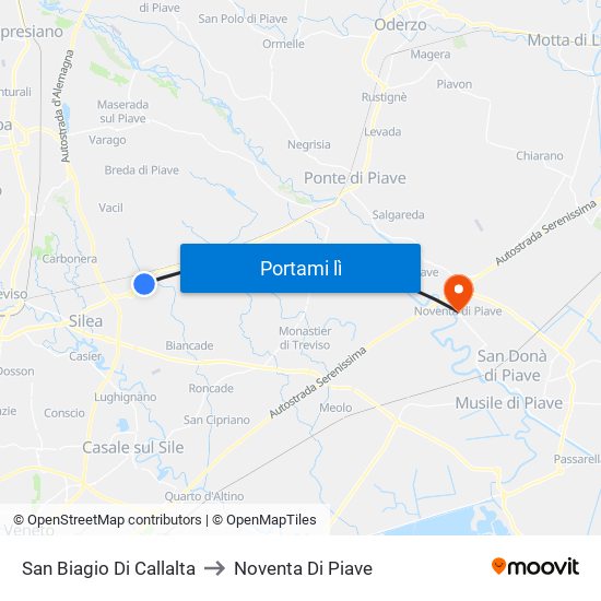 San Biagio Di Callalta to Noventa Di Piave map
