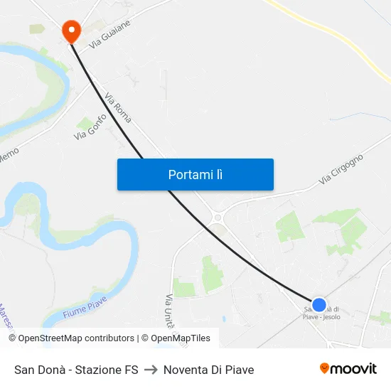 San Donà - Stazione FS to Noventa Di Piave map
