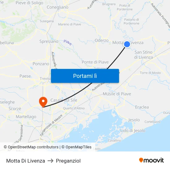Motta Di Livenza to Preganziol map