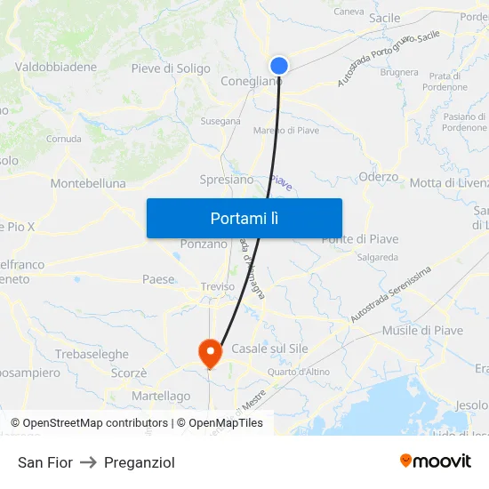 San Fior to Preganziol map