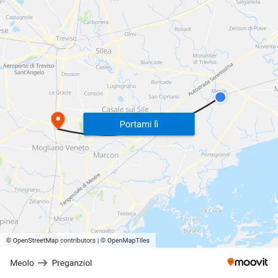 Meolo to Preganziol map