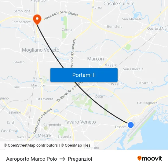 Aeroporto Marco Polo to Preganziol map