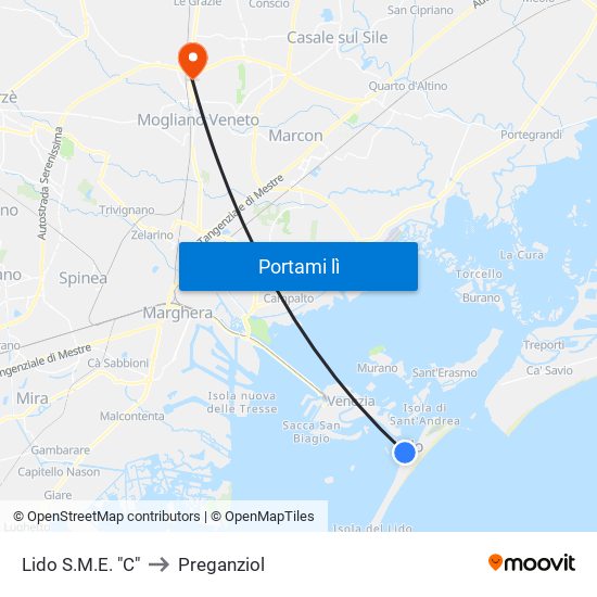 Lido S.M.E. "C" to Preganziol map