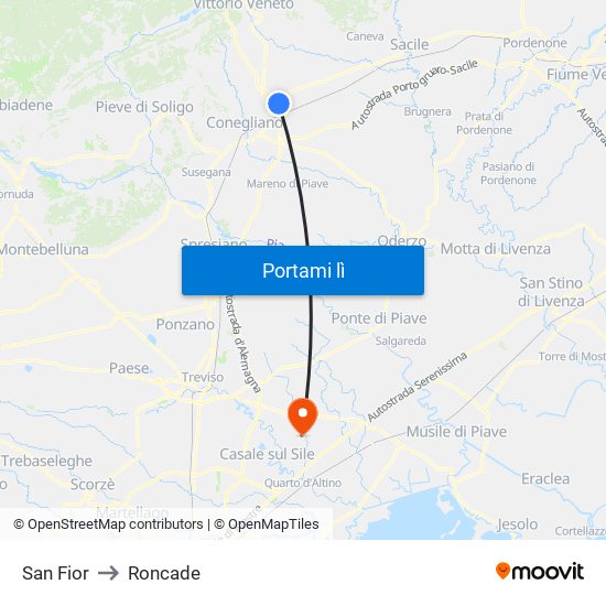 San Fior to Roncade map