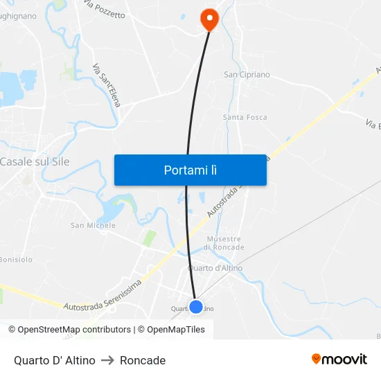 Quarto D' Altino to Roncade map