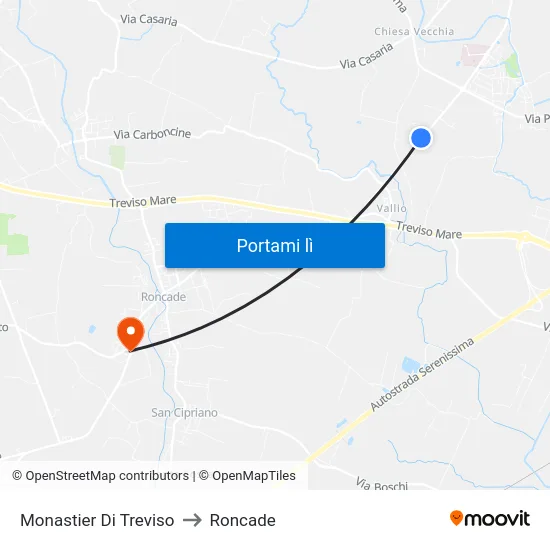 Monastier Di Treviso to Roncade map