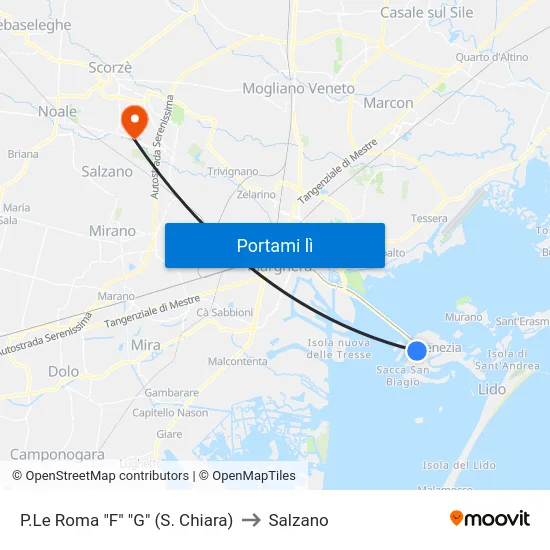P.Le Roma "F" "G" (S. Chiara) to Salzano map