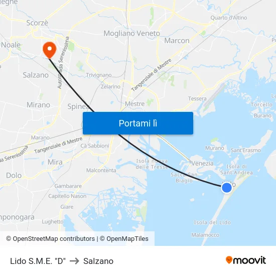 Lido S.M.E. "D" to Salzano map