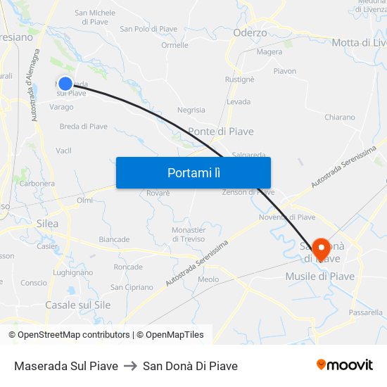 Maserada Sul Piave to San Donà Di Piave map