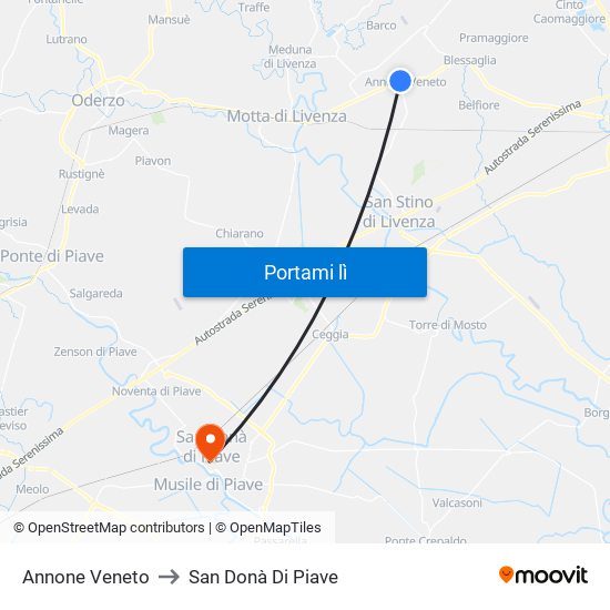 Annone Veneto to San Donà Di Piave map