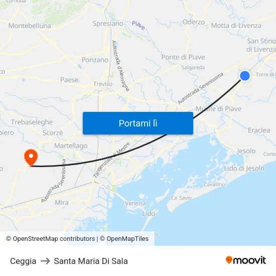 Ceggia to Santa Maria Di Sala map