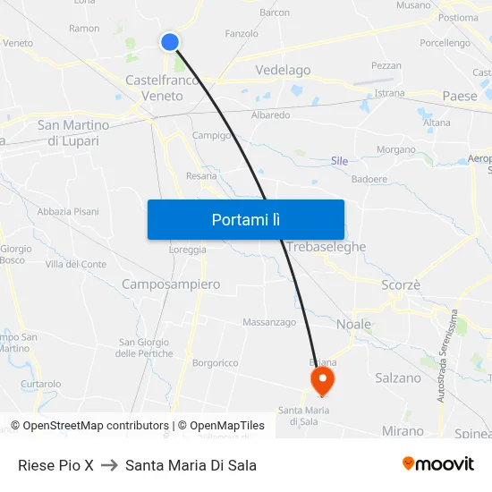 Riese Pio X to Santa Maria Di Sala map