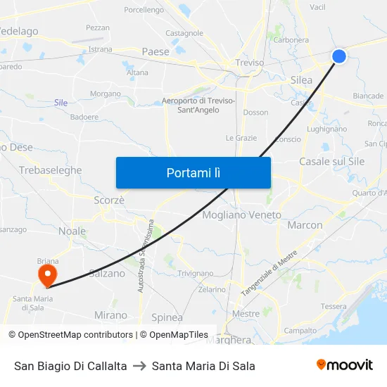 San Biagio Di Callalta to Santa Maria Di Sala map