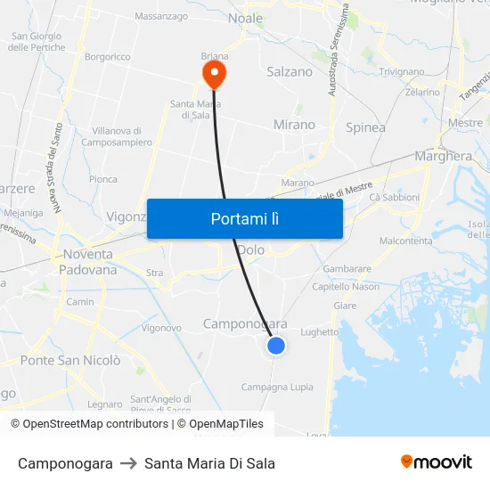 Camponogara to Santa Maria Di Sala map
