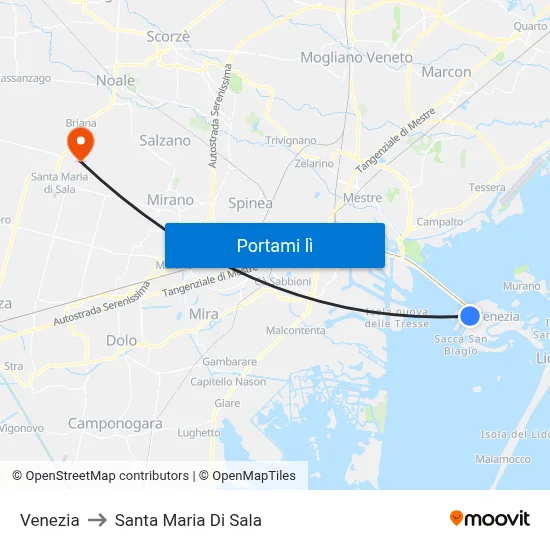 Venezia to Santa Maria Di Sala map