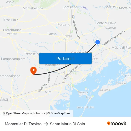 Monastier Di Treviso to Santa Maria Di Sala map