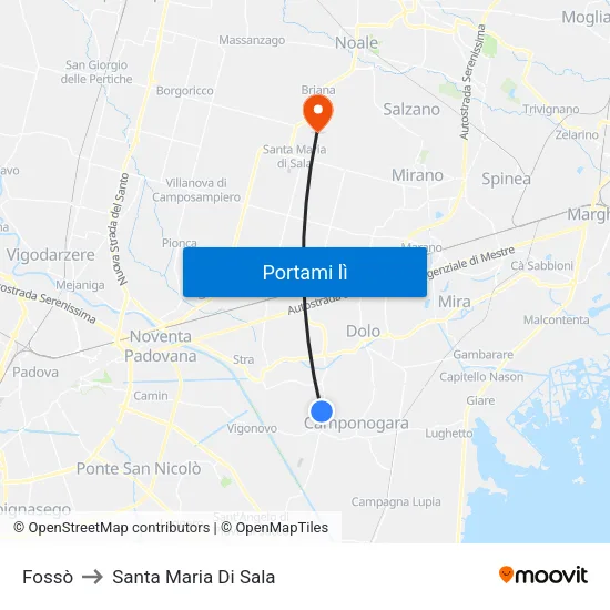 Fossò to Santa Maria Di Sala map