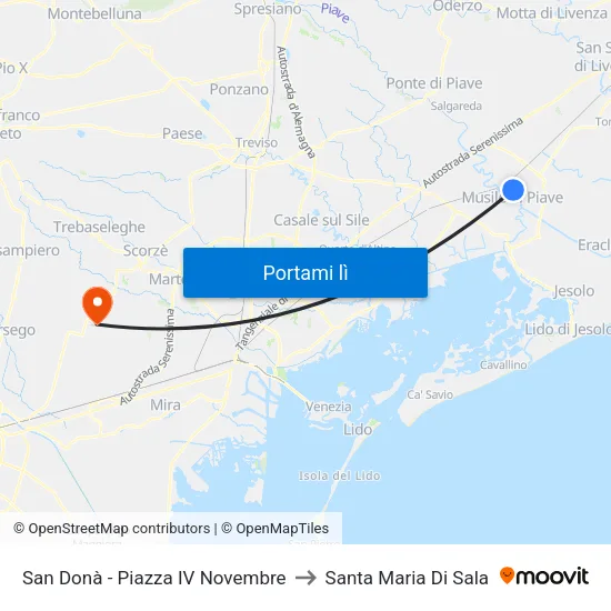 San Donà - Piazza IV Novembre to Santa Maria Di Sala map