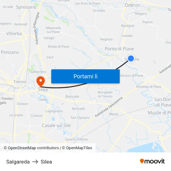 Salgareda to Silea map