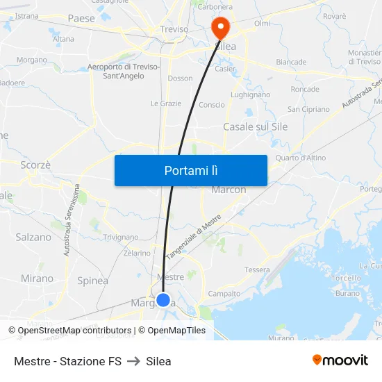 Mestre - Stazione FS to Silea map