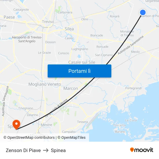Zenson Di Piave to Spinea map