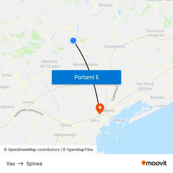 Vas to Spinea map