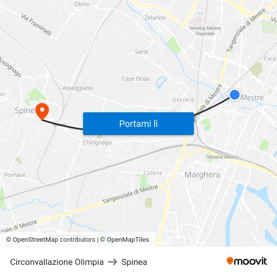 Circonvallazione Olimpia to Spinea map