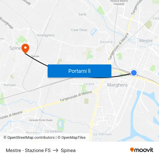 Mestre - Stazione FS to Spinea map