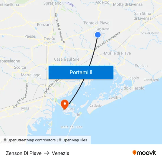 Zenson Di Piave to Venezia map
