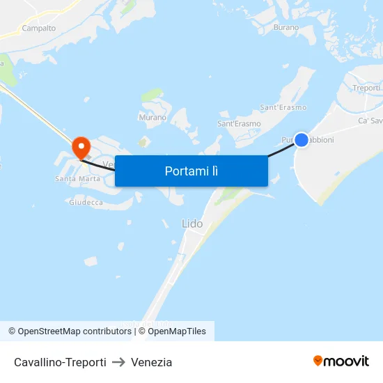 Cavallino-Treporti to Venezia map